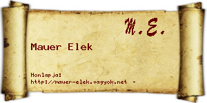 Mauer Elek névjegykártya